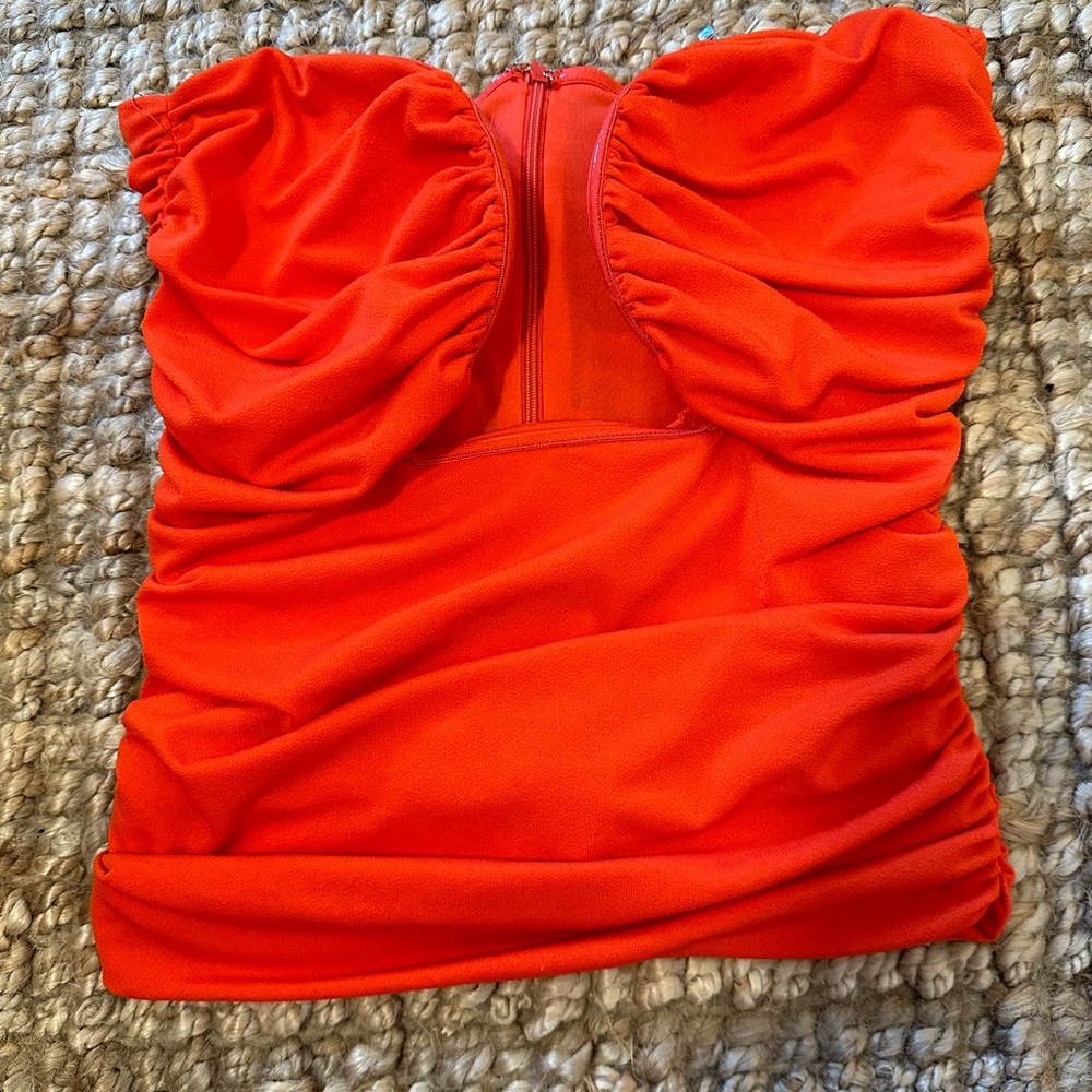Mimosa Red Orange Strapless Going Out Top